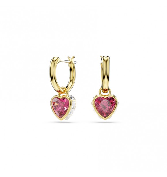 SWAROVSKI PENDIENTES STILLA, CORAZÓN, ROJOS,
 BAÑO TONO ORO