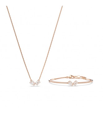 SWAROVSKI CONJUNTO MESMERA, TALLAS MIXTAS,
 BLANCO, BAÑO TONO ORO ROSA