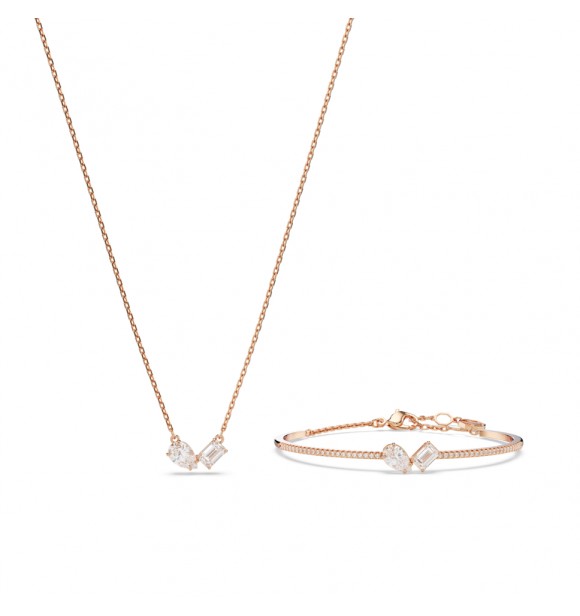 SWAROVSKI CONJUNTO MESMERA, TALLAS MIXTAS,
 BLANCO, BAÑO TONO ORO ROSA
