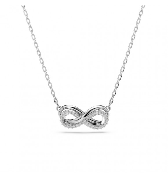 SWAROVSKI COLGANTE HYPERBOLA,PAVE SIMBOLO INFINITO BLANCO,
 BAÑO DE RODIO