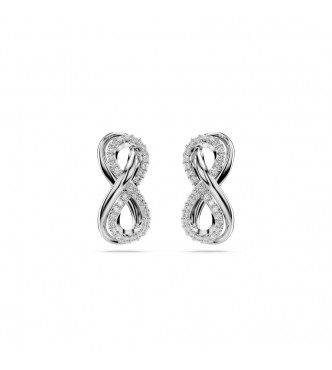 SWAROVSKI PENDIENTES SIMBOLO DEL INFINITO,
 BLANCOS, BAÑO DE RODIO