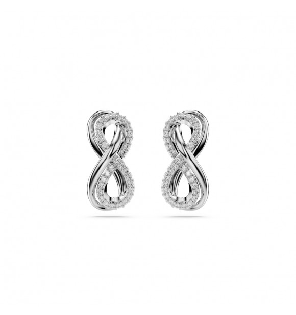 SWAROVSKI PENDIENTES SIMBOLO DEL INFINITO,
 BLANCOS, BAÑO DE RODIO