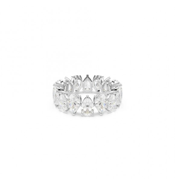 SWAROVSKI ANILLO MATRIX VITTORE, TALLA PERA BLANCO,
 ACABADO EN TONO PLATEADO