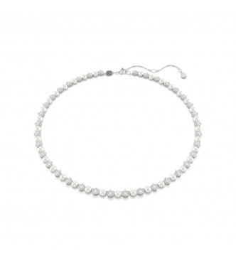 SWAROVSKI COLLAR TENNIS MATRIX, PERLA DE CRISTAL,
 TALLA REDONDA BLANCA, BAÑO DE RODIO