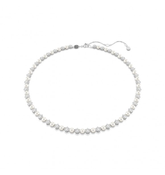 SWAROVSKI COLLAR TENNIS MATRIX, PERLA DE CRISTAL,
 TALLA REDONDA BLANCA, BAÑO DE RODIO