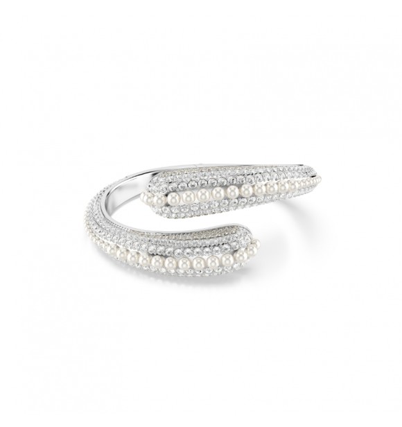 SWAROVSKI PULSERA SUBLIMA, CRYSTAL PEARL,
 TALLA REDONDA BLANCA, BAÑO DE RODIO