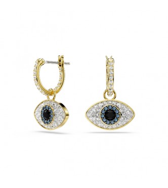 SWAROVSKI PENDIENTES SYMBOLICA, OJO TURCO,
 AZULES, BAÑO TONO ORO