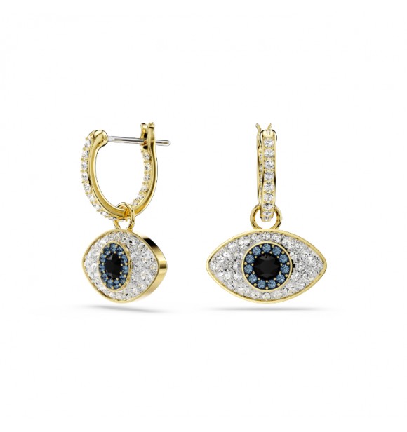 SWAROVSKI PENDIENTES SYMBOLICA, OJO TURCO,
 AZULES, BAÑO TONO ORO