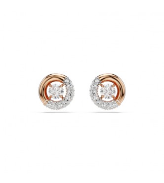 SWAROVSKI PENDIENTES DE BOTON DEXTERA,
 TALLA REDONDA BLANCOS, BAÑO TONO ORO ROSA