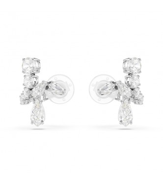 SWAROVSKI PENDIENTES DE CLIP MATRIX, TALLAS MIXTAS,
 BLANCOS, BAÑO DE RODIO