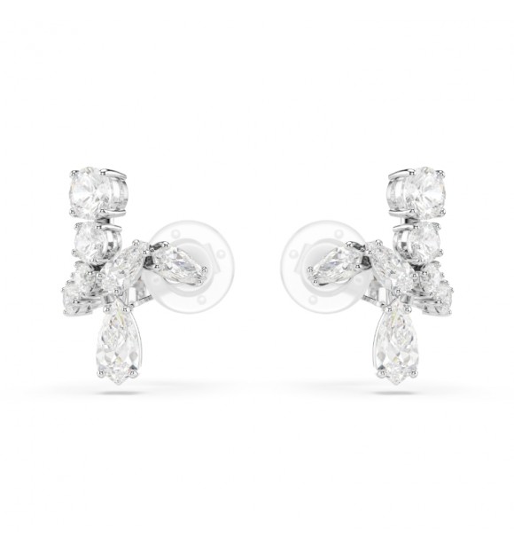 SWAROVSKI PENDIENTES DE CLIP MATRIX, TALLAS MIXTAS,
 BLANCOS, BAÑO DE RODIO
