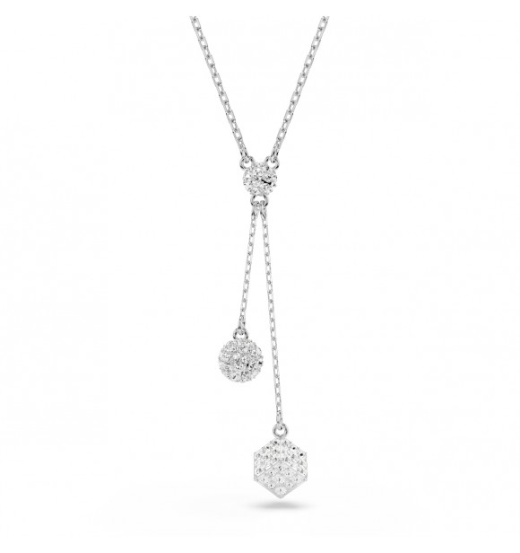 SWAROVSKI COLGANTE DEXTERA, TALLA REDONDA,
 ESFERA Y CUBO BLANCO, BAÑO DE RODIO