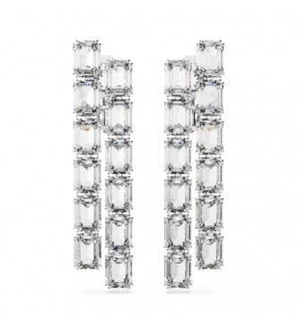SWAROVSKI PENDIENTES DE CLIP MILLENIA,
 TALLA OCTOGONAL, LARGOS, BLANCOS, BAÑO DE RODIO