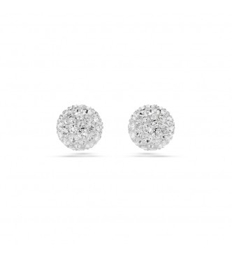 SWAROVSKI PENDIENTES DE BOTÓN DEXTERA, TALLA REDONDA,
 BLANCOS, BAÑO DE RODIO