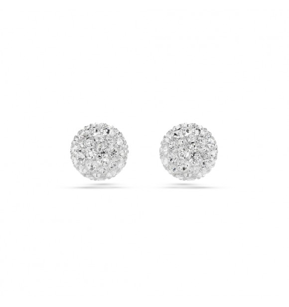 SWAROVSKI PENDIENTES DE BOTÓN DEXTERA, TALLA REDONDA,
 BLANCOS, BAÑO DE RODIO