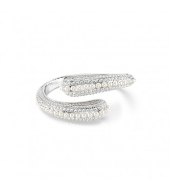 SWAROVSKI PULSERA SUBLIMA, CRYSTAL PEARL,
 TALLA REDONDA BLANCA, BAÑO DE RODIO