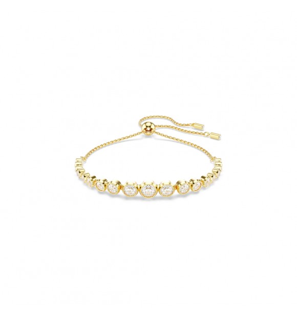 SWAROVSKI PULSERA TENNIS IMBER, TALLAS REODNDAS COMBINADAS BLANCAS,
 BAÑO TONO ORO