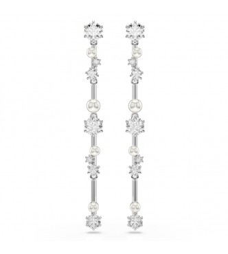 SWAROVSKI PENDIENTES CONSTELLA, CRYSTAL PEARL,
 TALLAS REDONDAS BLANCOS, BAÑO DE RODIO