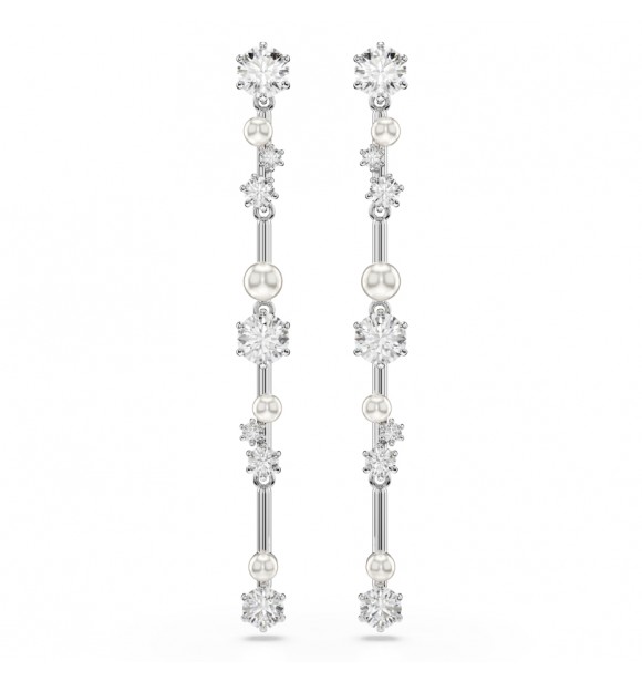SWAROVSKI PENDIENTES CONSTELLA, CRYSTAL PEARL,
 TALLAS REDONDAS BLANCOS, BAÑO DE RODIO