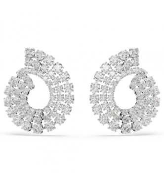 SWAROVSKI PENDIENTES ARO MATRIX, TALLAS REDONDAS BLANCAS,
 BAÑO DE RODIO