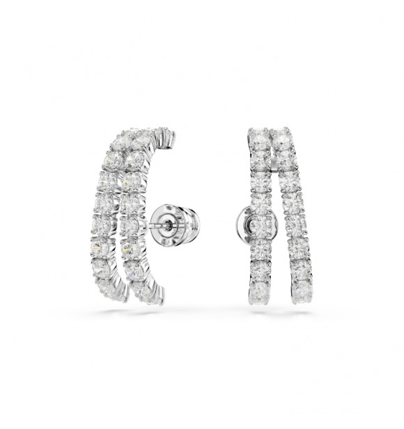 SWAROVSKI PENDIENTES EAR CUFF MATRIX,
 TALLA REDONDA BLANCOS, BAÑO DE RODIO
