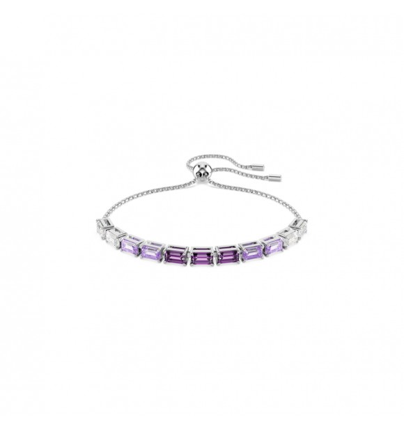 SWAROVSKI PULSERA MATRIX, TALLA BAGUETTE MORADA,
 BAÑO DE RODIO