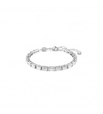 SWAROVSKI PULSERA TENNIS MATRIX, TALLA BAGUETTE BLANCA,
 BAÑO DE RODIO