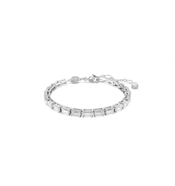 SWAROVSKI PULSERA TENNIS MATRIX, TALLA BAGUETTE BLANCA,
 BAÑO DE RODIO