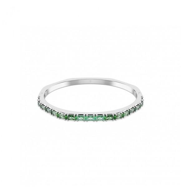 SWAROVSKI PULSERA MATRIX, TALLA BAGUETTE VERDE,
 BAÑO DE RODIO