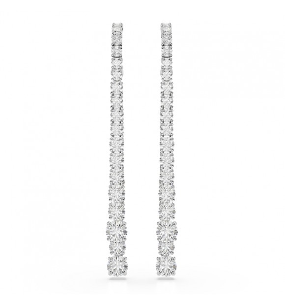 SWAROVSKI PENDIENTES MATRIX, DEGRADADO DE TALLAS REDONDAS BLANCOS,
 BAÑO DE RODIO