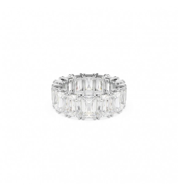 SWAROVSKI ANILLO MATRIX VITTORE, TALLA BAGUETTE BLANCO,
 BAÑO DE RODIO