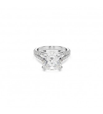 SWAROVSKI ANILLO STILLA, TALLA CUADRADA, BLANCO,
 ACABADO EN TONO PLATEADO