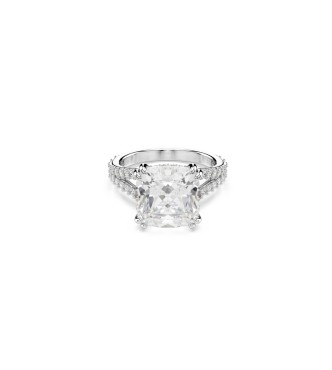 SWAROVSKI ANILLO STILLA, TALLA CUADRADA, BLANCO,
 ACABADO EN TONO PLATEADO