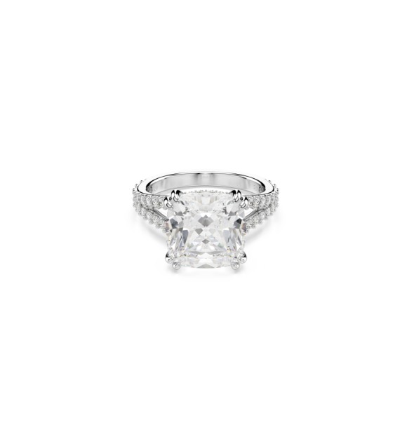 SWAROVSKI ANILLO STILLA, TALLA CUADRADA, BLANCO,
 ACABADO EN TONO PLATEADO