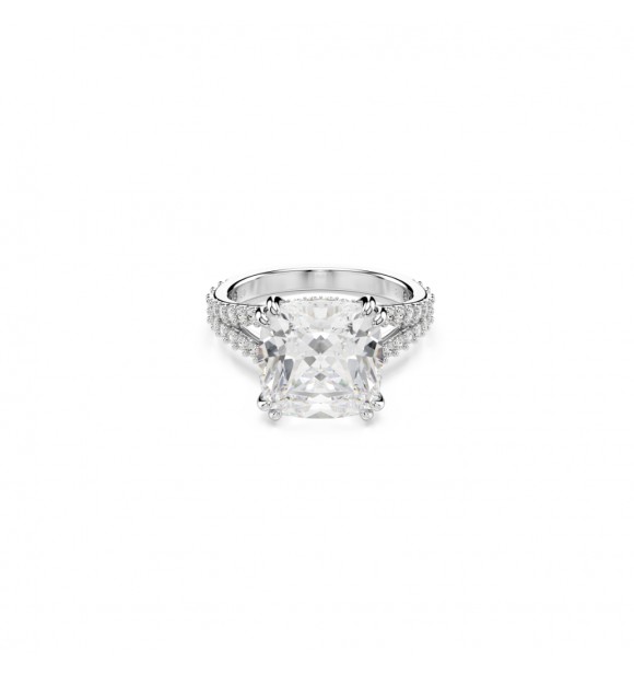SWAROVSKI ANILLO STILLA, TALLA CUADRADA, BLANCO,
 ACABADO EN TONO PLATEADO