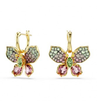 SWAROVSKI PENDIENTES IDYLLIA, TALLAS MIXTAS PAVE MARIPOSA MULTICOLORES,
 COMBINACIÓN DE ACABADOS METALICOS