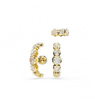 SWAROVSKI PENDIENTES EAR CUFF IMBER, CONJUNTO 3,
 TALLAS REDONDA BLANCA, BAÑO TONO ORO