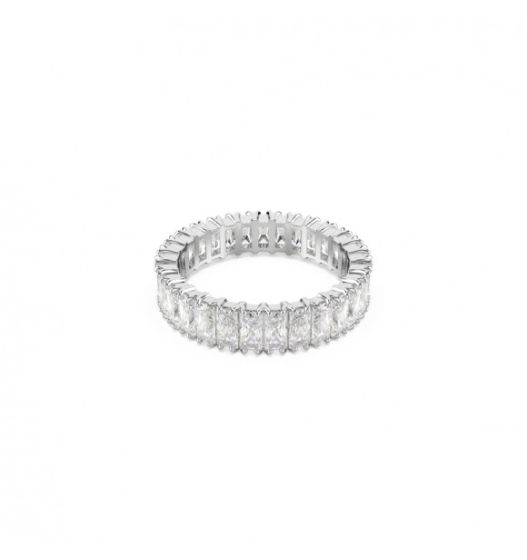 SWAROVSKI ANILLO MATRIX, TALLA BAGUETTE BLANCO,
 ACABADO EN TONO PLATEADO