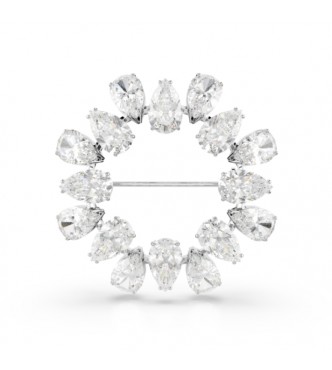 SWAROVSKI BROCHE MATRIX, TALLA PERA BLANCA,
 BAÑO DE RODIO