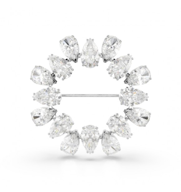 SWAROVSKI BROCHE MATRIX, TALLA PERA BLANCA,
 BAÑO DE RODIO