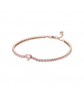 Heart 14k rose gold-plated tennis bracelet with orchid pink crystal