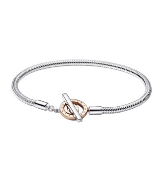 582309C00-21 Snake chain sterling silver and 14k rose gold-plated toggle bracelet