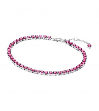 PANDORA 591469C04 Sterling silver tennis bracelet with dark phlox pink crystal
