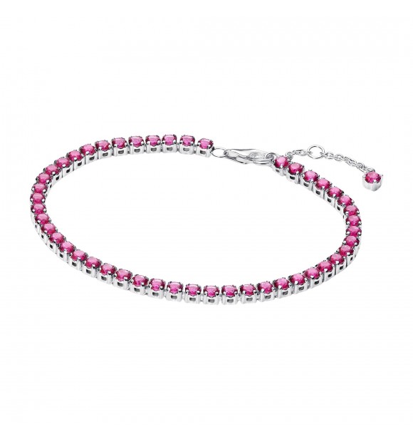 PANDORA 591469C04 Sterling silver tennis bracelet with dark phlox pink crystal