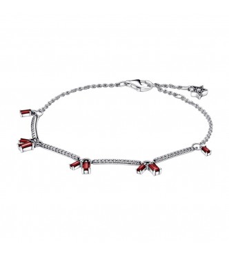 Firecraker sterling silver bracelet with clear cubic zirconia and salsa red crystal
