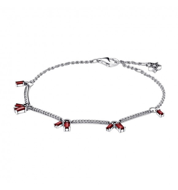 Firecraker sterling silver bracelet with clear cubic zirconia and salsa red crystal