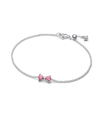 594234C01-20 Bow sterling silver bracelet with fancy pink and clear cubic zirconia