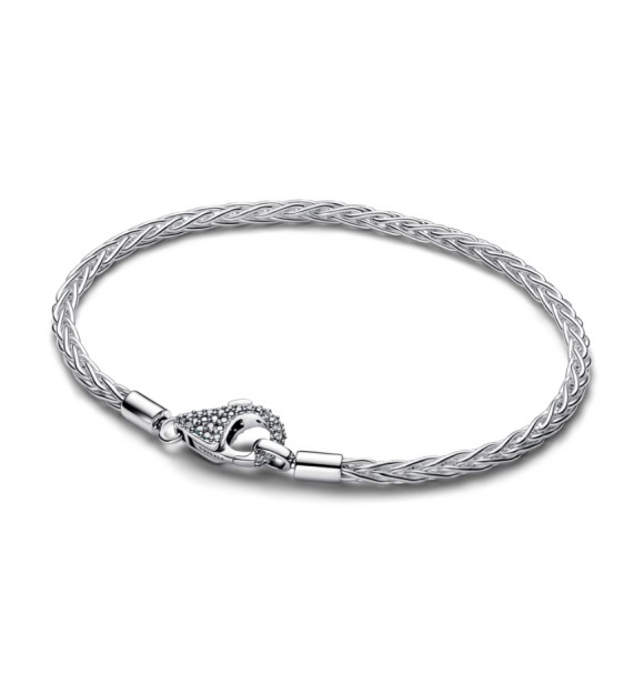 PANDORA 594462C01 Pulsera de plata de ley con forma de cola de zorro y circonitas cúbicas transparentes