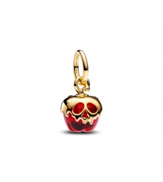 PANDORA 763421C01 Colgante de manzana de la Reina Malvada de Disney bañado en oro de 14 k con cristal de Murano rojo