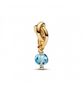 PANDORA 763462C03 Colgante bañado en oro de 14 k con cristal azul aguamarina